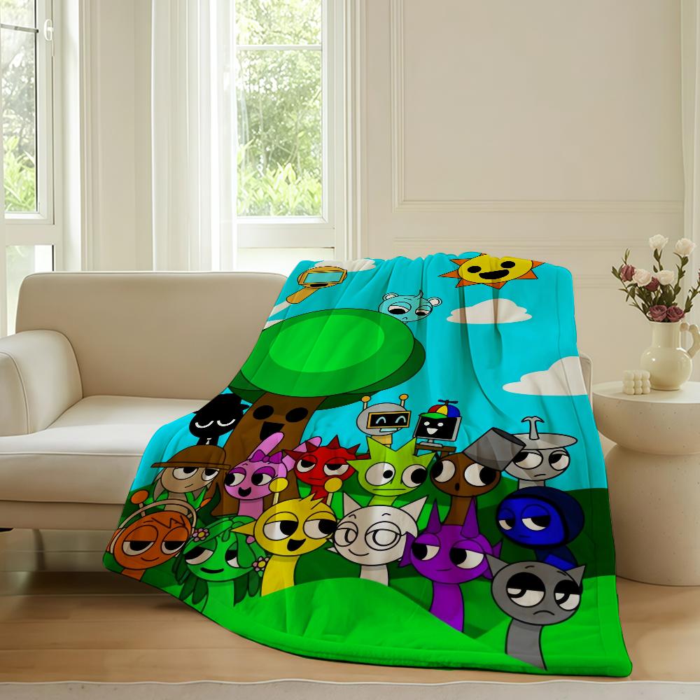 Cartoon Sprunki Game Blanket Warm Soft Suitable For Bedroom Sofa Bed Living Room Office Travel Camping Gifts