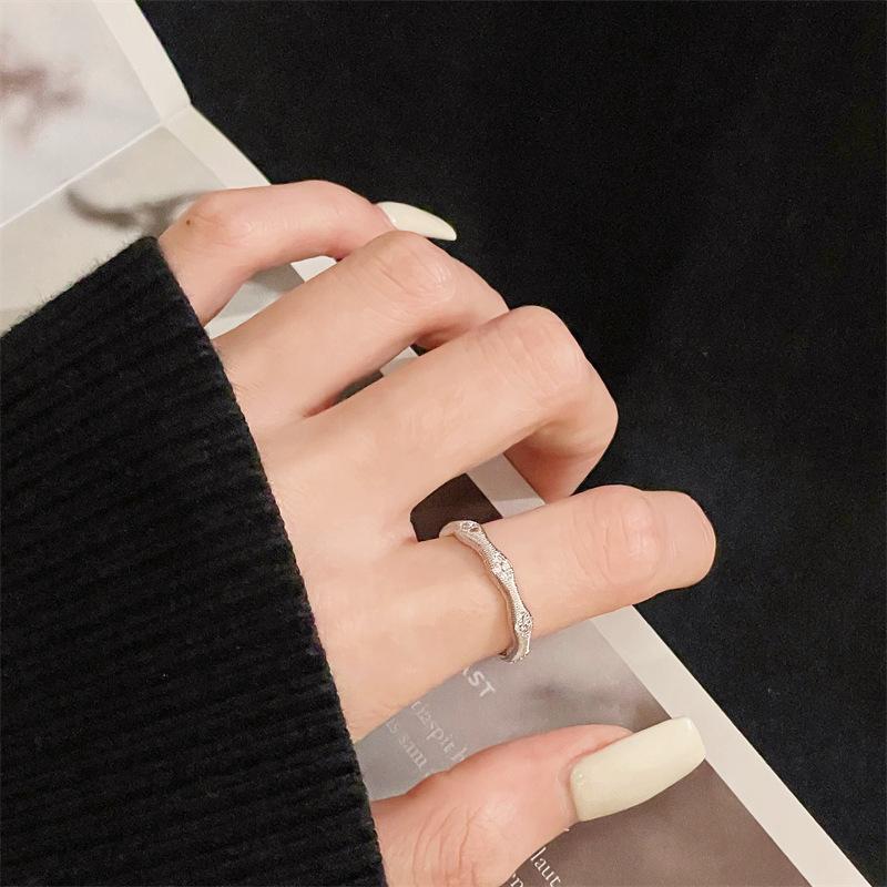 Medieval Brushed High-Quality Texture Retro Open Ring Niche Design Light Luxury Index Finger Ring Star Personality Ring Woman