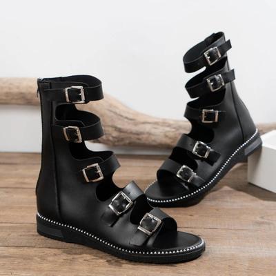 Mode Leder Retro Schuhe Damen Sandalen Sommer Handgefertigte Freizeit-Sandalen Damen Plateau-Schuhe Luxus-Sandalen Designer Zapatillas Mujer