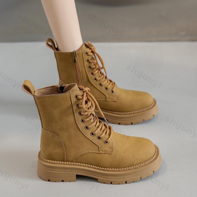 Women's Ankle Boots 2026 Autumn Fashion Outdoor Casual Short Boots British Thick Sole Retro Anti Slip Casual Shoes Botas Mujer