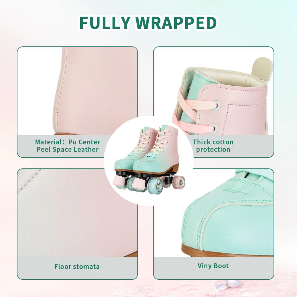 Flashing Roller Skates For Women Double Row Quad Skate Shoes Adult Outdoor Indoor Skating Training Sneakers With 4 Wheels 33-41