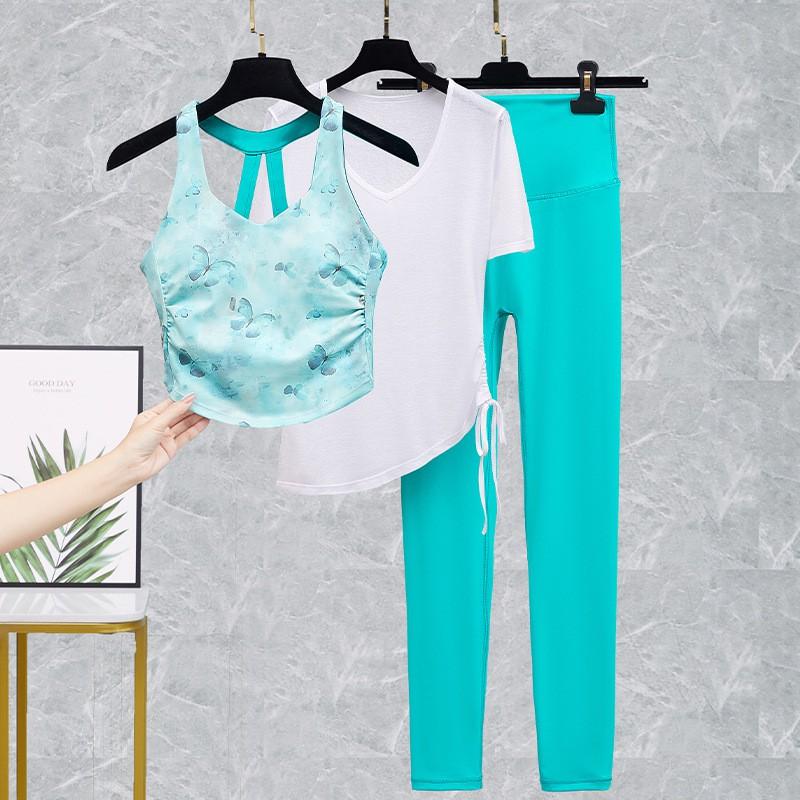 Women Dance Outfit Backless Crop Top High Waist Leggings 2Pcs Set Stage Performance