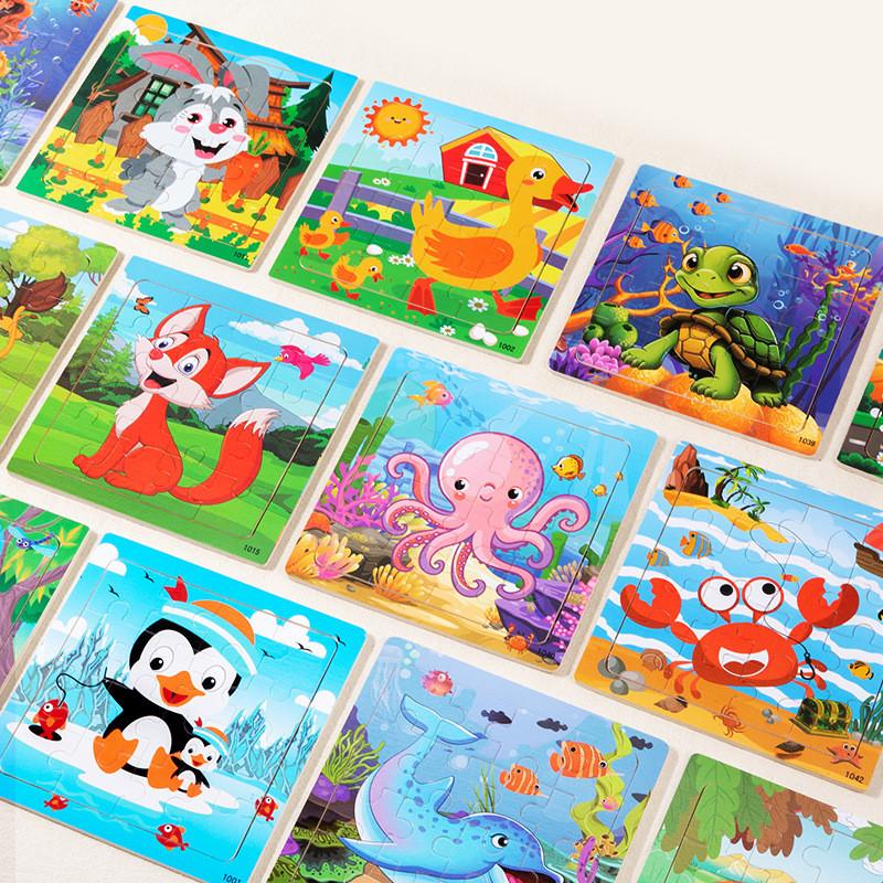 Wooden Kid Puzzle Board With Animal Pictures For Toddler Education And Cognitive Skills