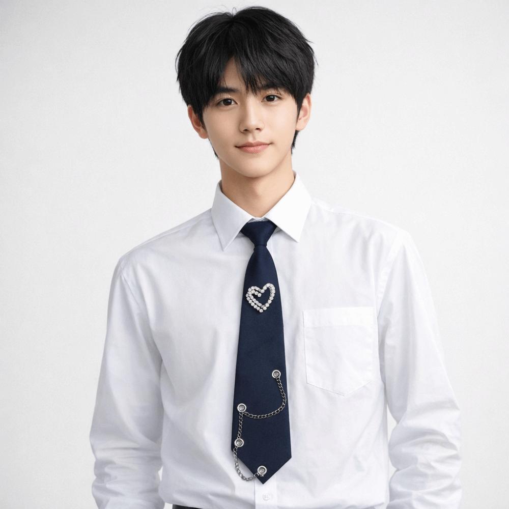 Korean Style Long Necktie Tassels Shirt Tie Elegant Love Heart Tie  Daily