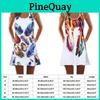 Vintage Boho Dameslos Zomer Mouwloos 3D Bloemenprint Tank Mini Jurk Voor Moeiteloze Stijl
