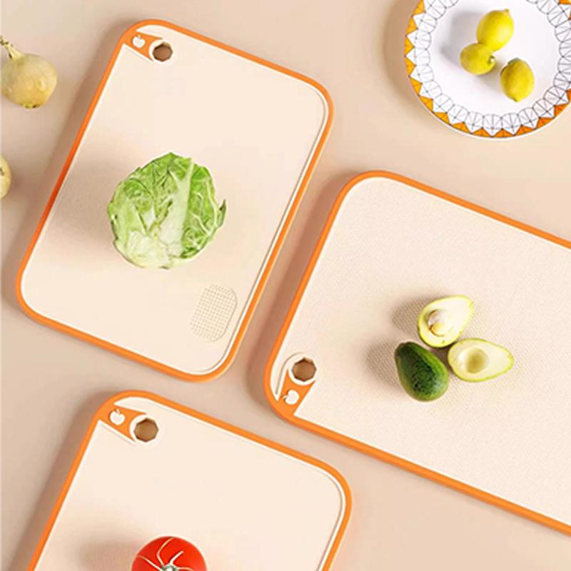 Double-Sided Wheat Straw Cutting Board - Antibacterial, Non-Slip, Adhesive Backing, Home Kitchen Fruit Chopping Board