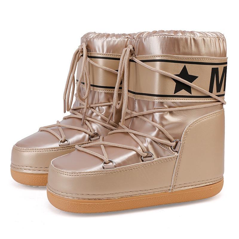 Walking in Space Serie Weltraumstiefel Damen Winter Reise Skistiefel Wasserdicht und Rutschfest Mittelhohe Schneestiefel