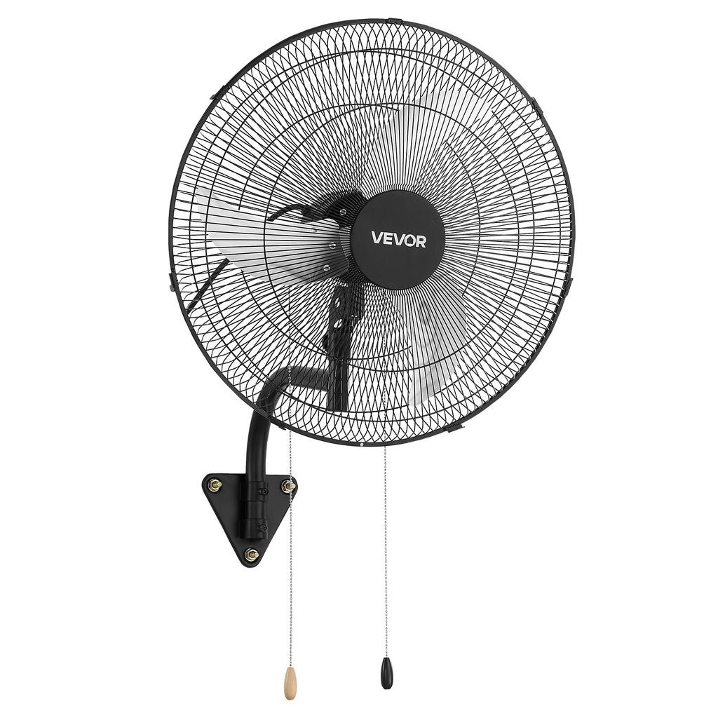 VEVOR Wall Mount Fan, 500mm Wall Mounted Hanging Fan Oscillating, 3-Speed, Long Airflow Distance, Adjustable Rotation Angle