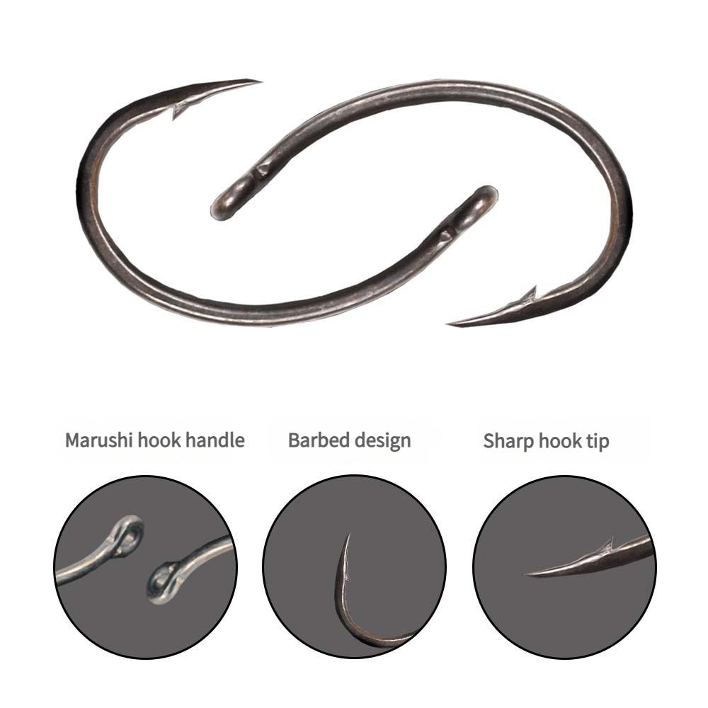 Large Bait Hooks with European Carp Rigs Holes Hard Carbon Steel Tube Fishing Tackle Boxed Humpback Hooks Barbs