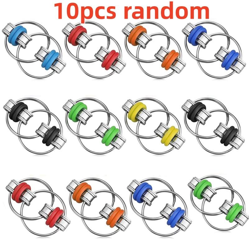 2-10pcs Stress Relief Chain Bicycle Chain Anti-Stress Keychain Hand-Spun Finger Fidget Flip Anxiety Relief Toy