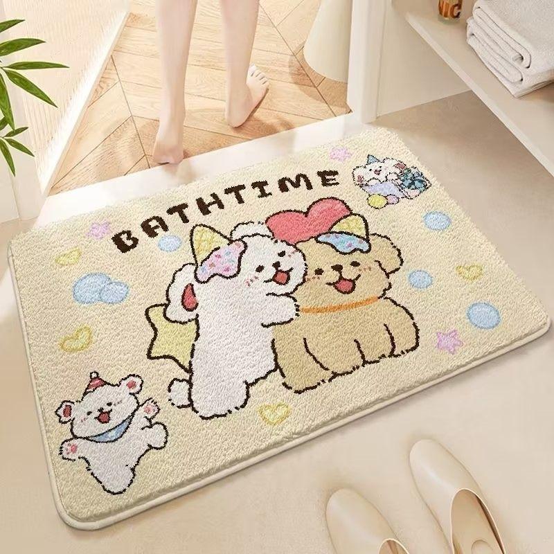 

Cartoon bathroom absorbent floor mat, home toilet, bathroom imitation cashmere thick foot mat, children s room door mat 40X60cm 15.7X23.6in