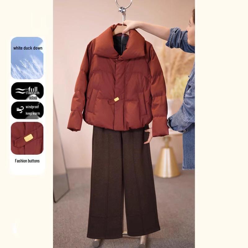 

2025 New Stylish Warm White Duck Down Jacket for Middle-Aged & Elderly Women L for up to 110 lbs