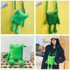 Süße grüne Frosch Plüsch Umhängetasche für Damen Cartoon-Figur Crossbody Tasche mit Reißverschluss