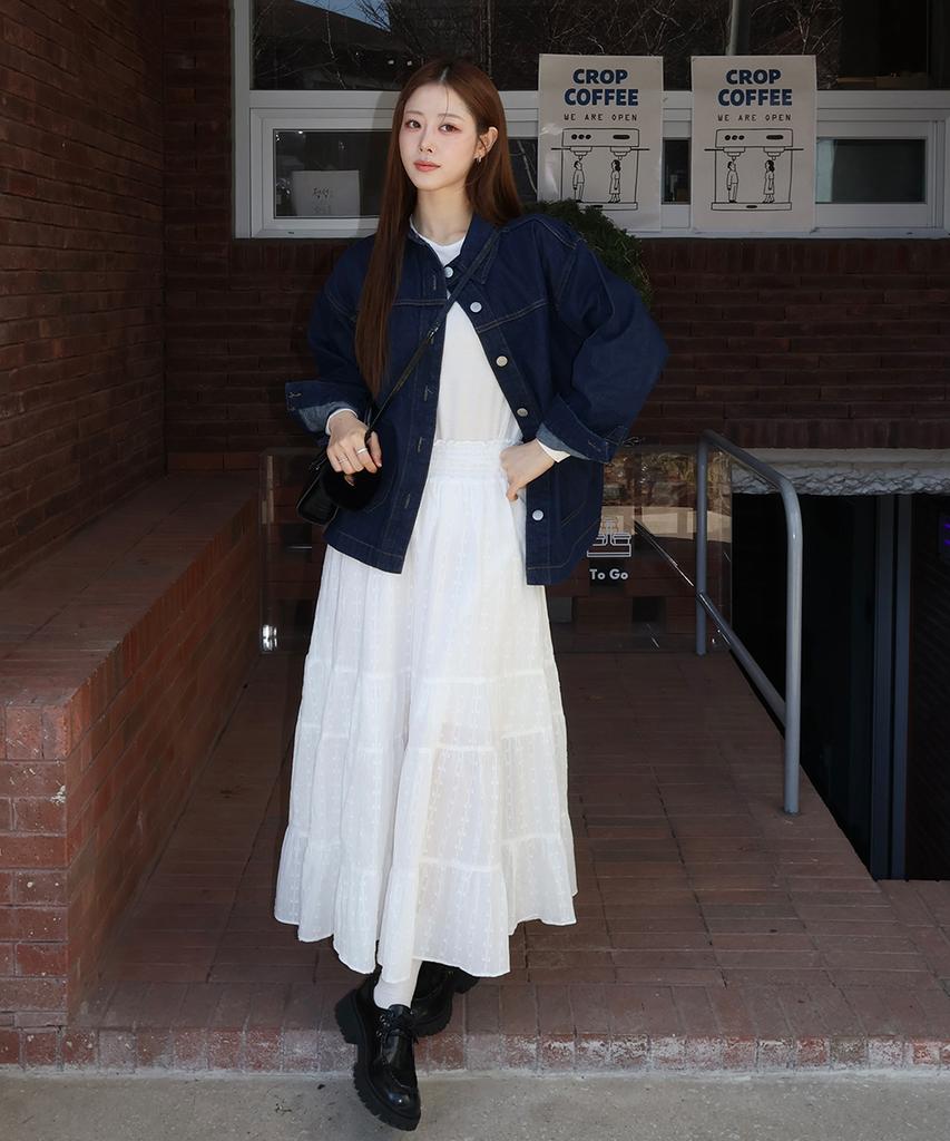 Sellebsyabedisyeon 26Ss 100% Cotton Embroidered Tiered Skirt
