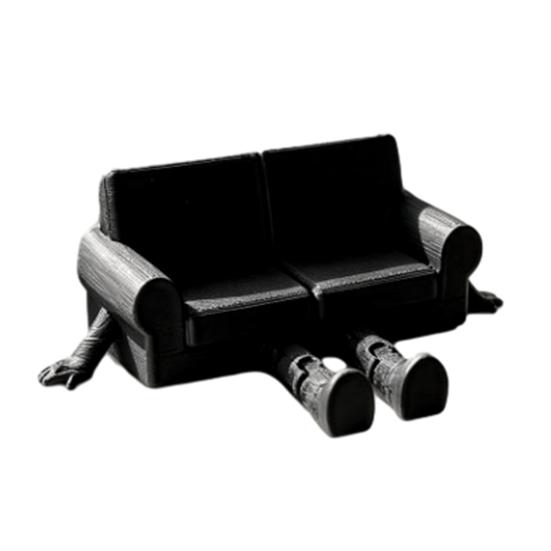3D Printed Mini Sofa Figure, Novelty Black Couch Statue with Movable Joints, Stress Relief Desktop Ornament for Living Room ,Office Decor