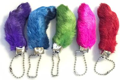 Dangerous Threads Premium Bunny Paw Keychains In Bright Assorted Colors, 5-Piece Set