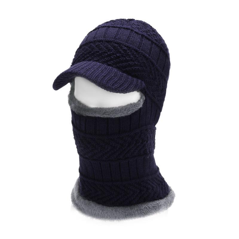Men's Winter Wool Hat: Warm Knitted One-Piece with Face and Neck Protection for Outdoor Cycling