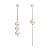 Fashion Bright Diamond Pearl Earrings Asymmetrical Long Earrings Show Face Thin Earline Women