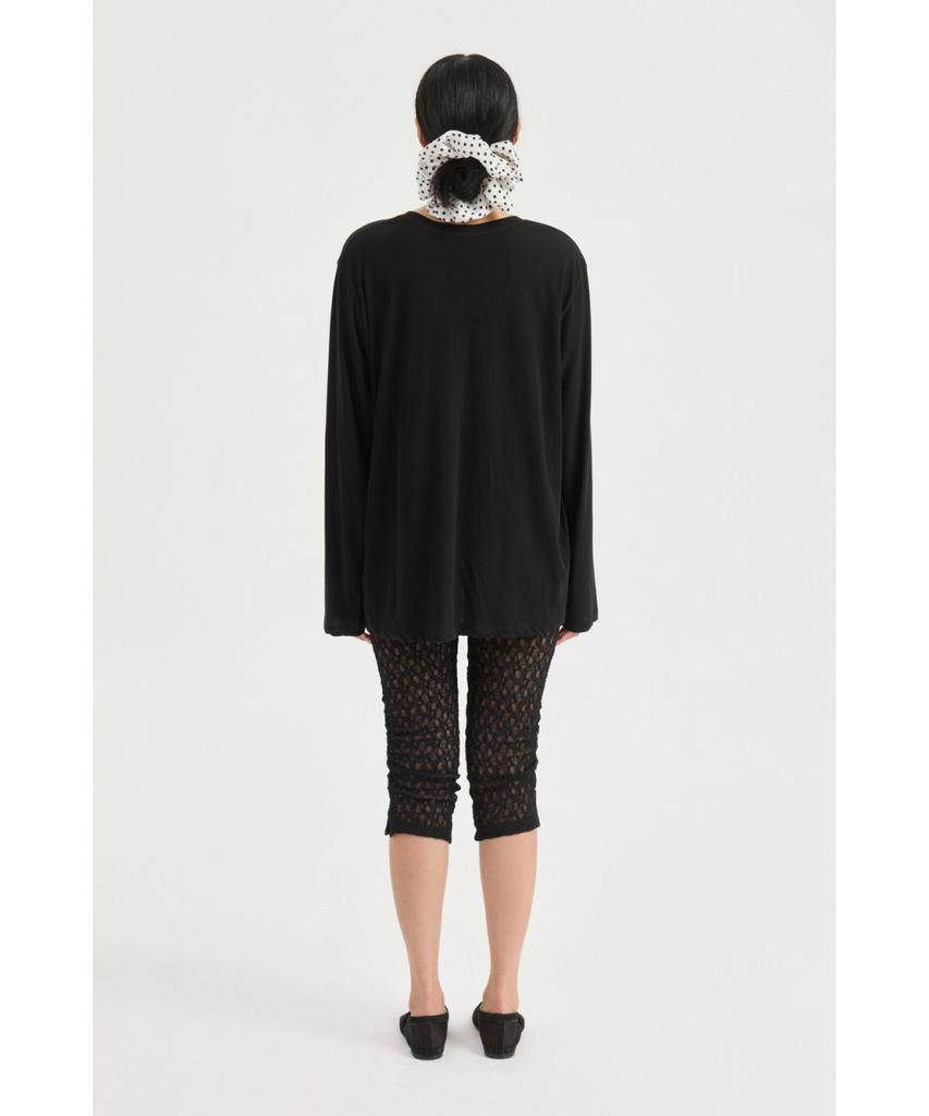 LUCKY CHOUETTE U Neck Loose Fit Long Sleeve T-Shirt (Black) Lftx25465Bkx