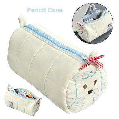 Cute Puppy Embroidery Pen Bag Large Capacity Multi-functional Stationery Pouch Pencil Case Back To School