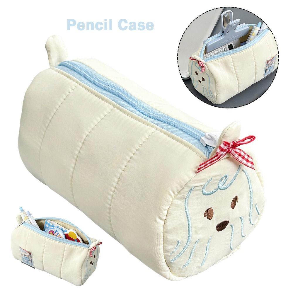 Portable Puppy Embroidery Pen Bag Large Capacity Multi-functional Stationery Pouch Pencil Case School Supplies