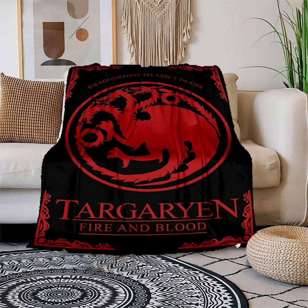 

Targaryen Fire and Blood: The Story of Game of ThronesBlanket Flannel Throw Blanket for Sofa, Bed, Travel, Camping, Office, Couch, Chair, An 150x180cm