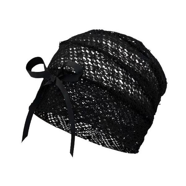 

Нишевый дизайн Милая черная ажурная шапка-бант Женская универсальная эластичная кружевная шапка Горячая девушка шапка-бини One size