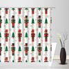 Christmas Nutcracker Shower Curtain, Christmas Tree Snowman Bathroom Curtain Decoration Set With Hook Fabric Christmas Gift