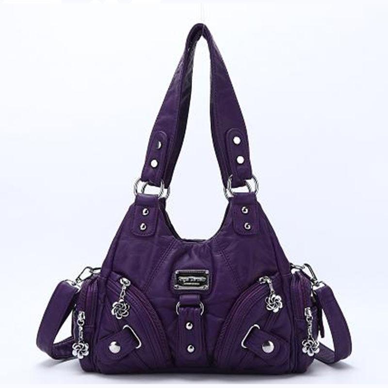 Angel Kiss Stil Retro Abgenutzte Leder Hobo Tasche, Edgy Y2K Umhängetasche Geräumige Schultertasche mit Mehreren Taschen für den Alltag