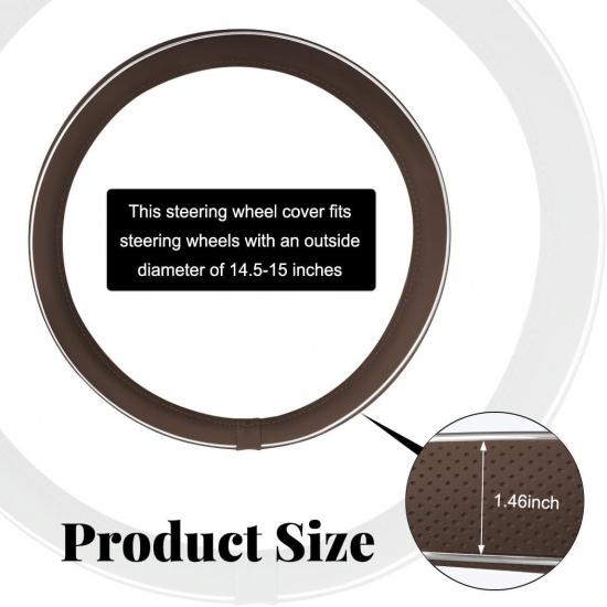 Steering Wheel Cover, Breathable Anti-Slip Car Steering Wheel Protector -Coffee