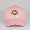 Leopard-Print Lips Xoxo Printed Soft-Peaked Baseball Cap Soft, Comfortable, Adjustable Sexy, Trendy, Cool, Sweet, Edgy, Retro, F