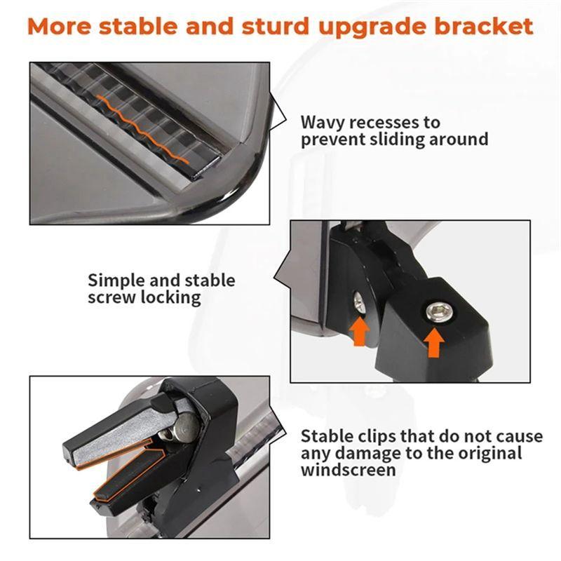 Powerful Motorcycle Windshield Extension Adjustable Spoiler Deflector For BMW KAWASAKI HONDA 36X14cm Grey