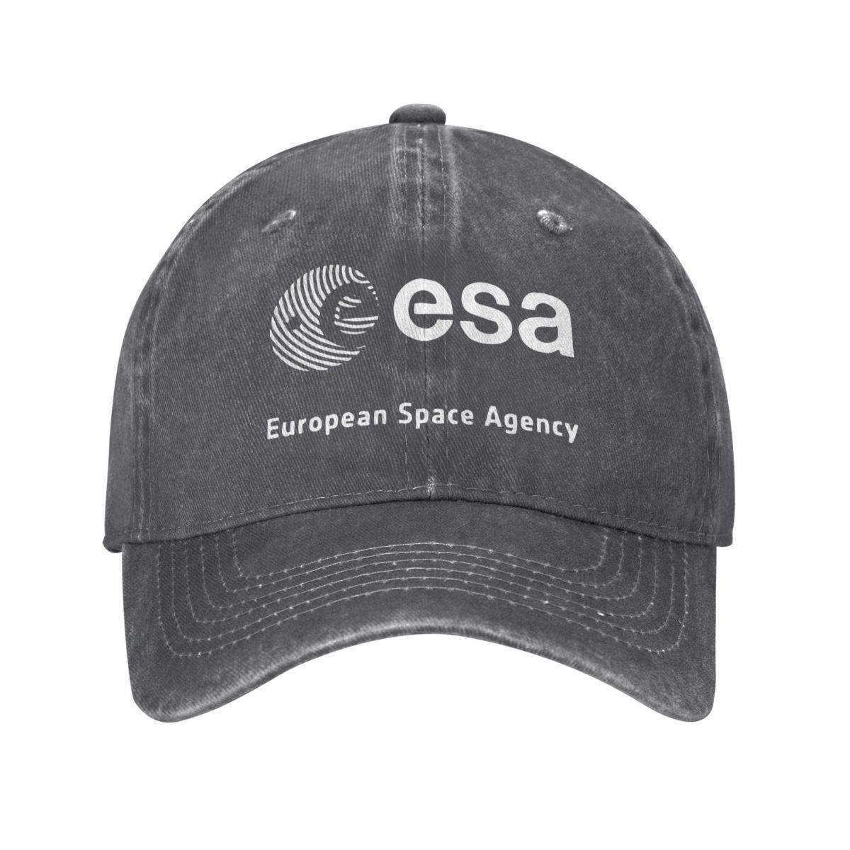 

Vintage EESA European Space Agency Baseball Caps Unisex Distressed Denim Snapback Cap Esa Outdoor Activities Adjustable Hats Cap One Size
