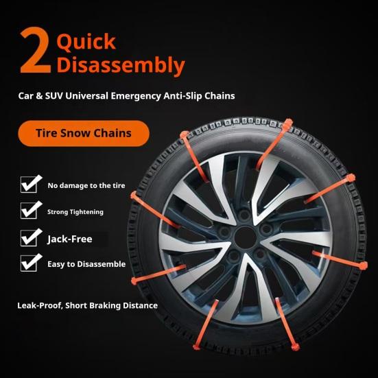 10Pcs Universal Anti-Skid Snow Tire Chains Easy Install Reusable Anti Snow Chains Ice-Breaking Traction Cables