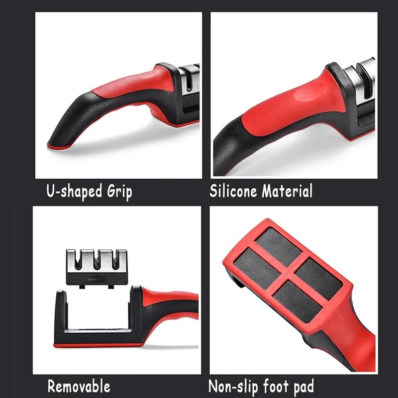 Level 3 Quick Sharpening Tool Knife Sharpener With Slip-resistant Base Kitchen Accessory Space-saving Tools Stone Knives Accessories Dining