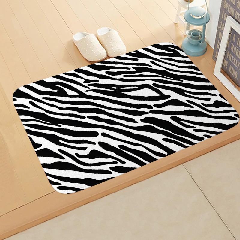 Zebra Print Animal Pattern Doormat Classic Geometric Striped Non-Slip Entrance Rug Modern Safari Wildlife Decor Carpet
