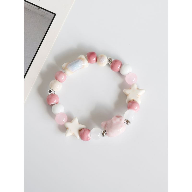 

Милый браслет с мишкой Hello Kitty, керамический браслет Цзиндэчжэнь, фарфоровые бусины-розочки, плетеный ручной ремешок, студенческий парный браслет, браслет дофаминовый KT cat [grassland scenery]]