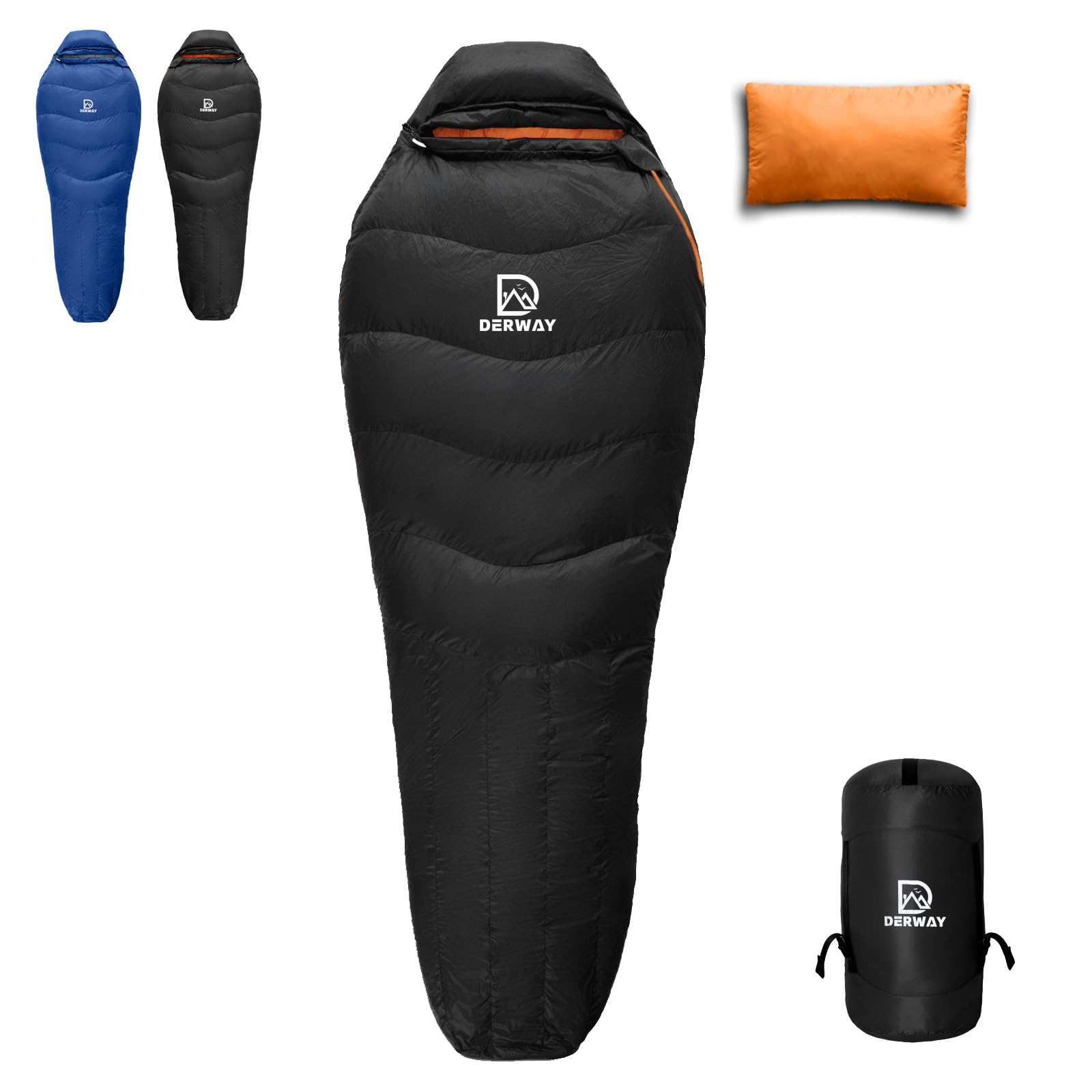 

DERWAY Winter Down Sleeping with Pillow Wide 680FP Fill to with YKK Ideal for Auto Emergency Car and Outdoor Emergencies Bag, Lightweight, (22085cm), чёрный