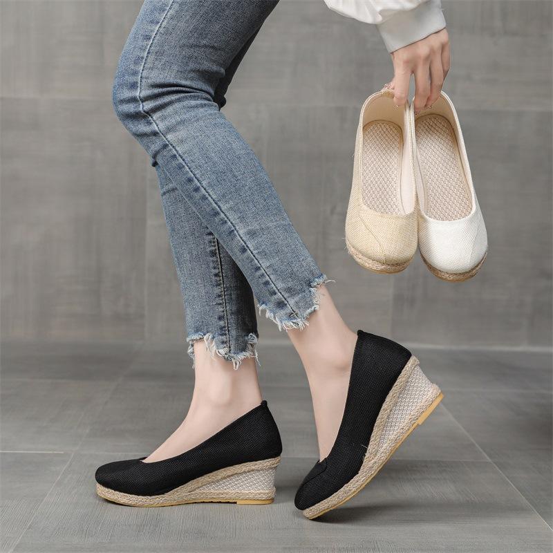 Mokasyny na koturnie espadryle kobieta czółenka Casual buty wsuwane damskie Comfort Walk eleganckie buty na obcasie Zapatos De Damas Elegantes