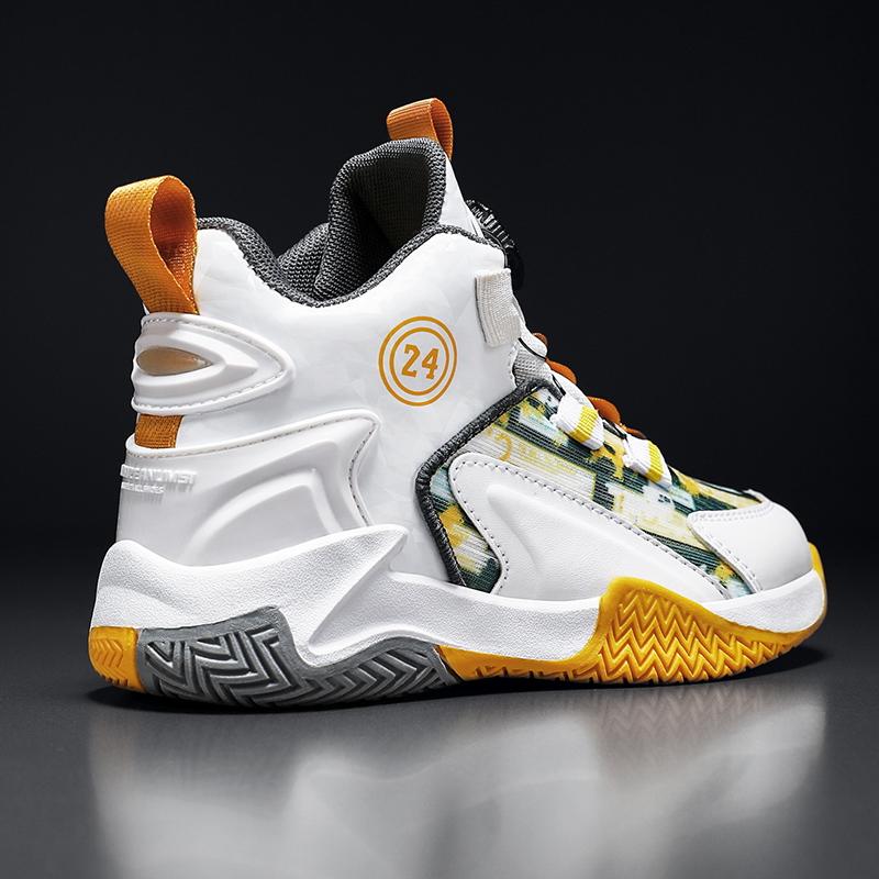 31-40 Children's Large Size Anti Slip and Wear-resistant Fashionable Sports Shoes High Top Basketball Shoes