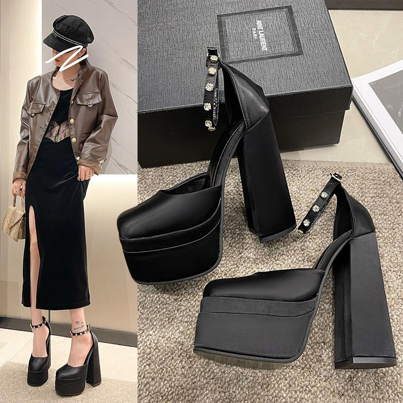 New  women's shoes spring and autumn sexy thick bottom high heels dress party wedding shoes female shallow mouth shoes