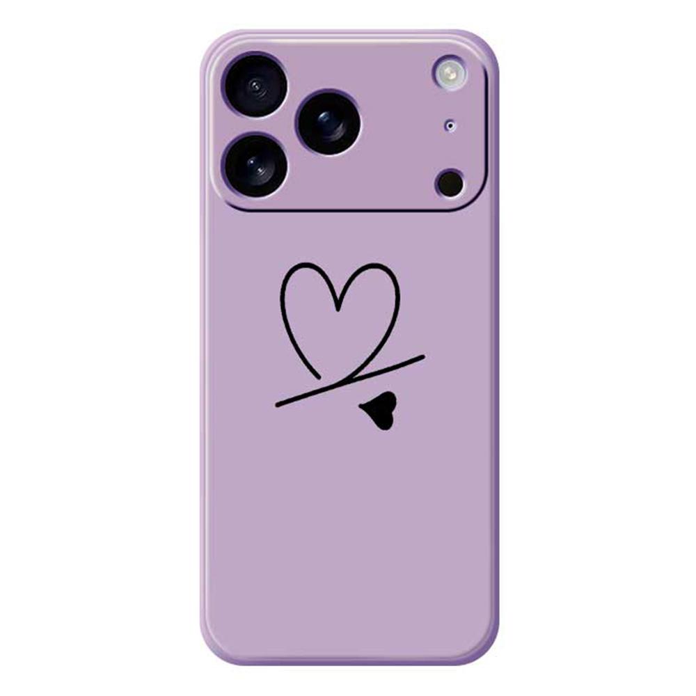 For iPhone 17 Pro Case Black Love Pattern Printing Straight Edge TPU Phone Back Cover