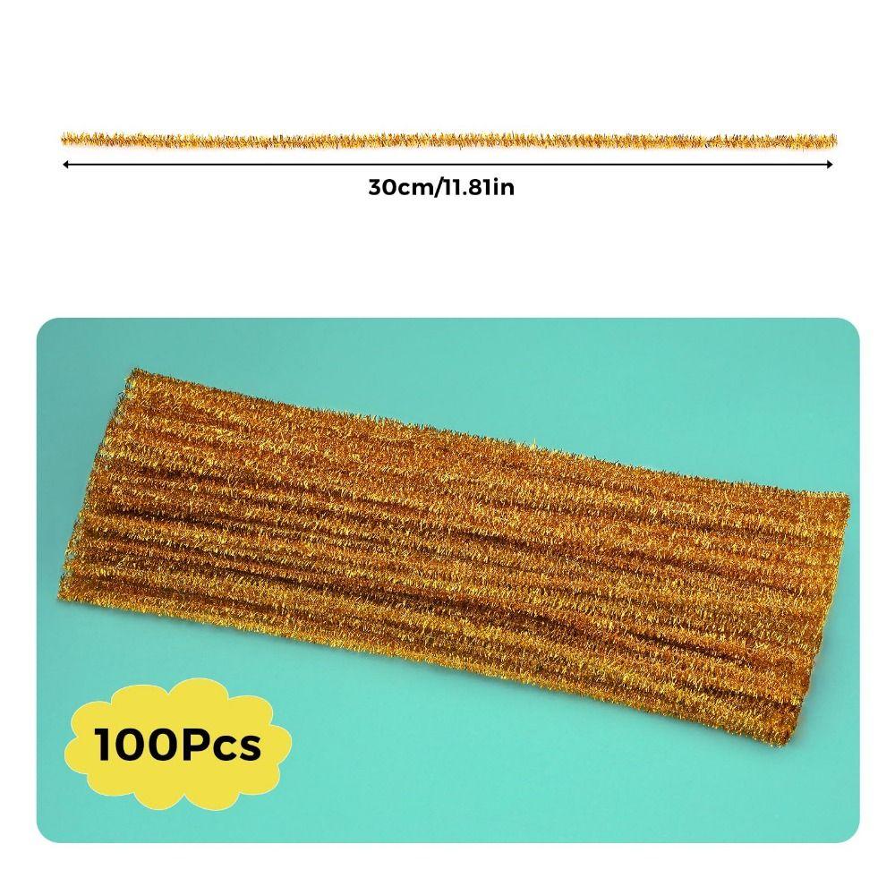 100Pcs Glitter Sparkle Craft Pipe Cleaners Multicolored Fuzzy Sticks Pipe Cleaners Bulk DIY Crafts