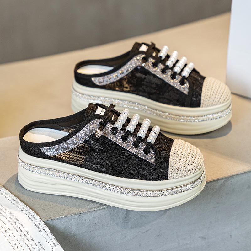 

5 см новые воздушные сетчатые эластичные синтетические удобные сандалии летние шикарные модные тапочки массивные кроссовки женские сандалии обувь 35 чёрный