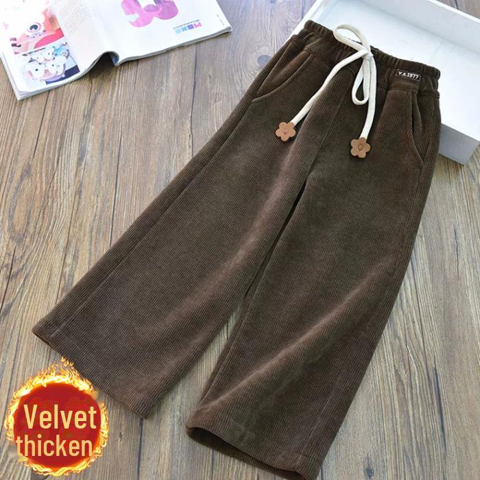 

Широкие брюки из вельвета и вельвета для девочек — плотные, стильные и повседневные на осень/зиму 150 cm