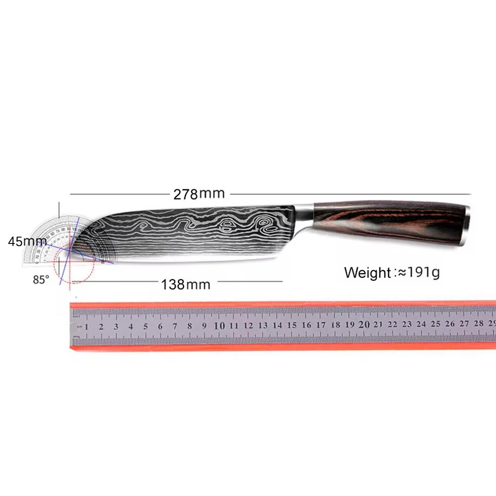High Carbon Steel Santoku Knife 5 Inch Kitchen Chopping Knives for Vegetable Fruit Cutting Slicing Pakkawood Handle
