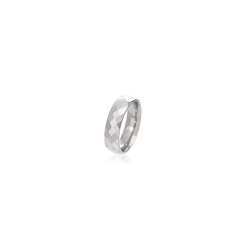 6mm Geometric Multifaceted Rhombus Stainless Steel Non-fading Hip Hop Couple Rings
