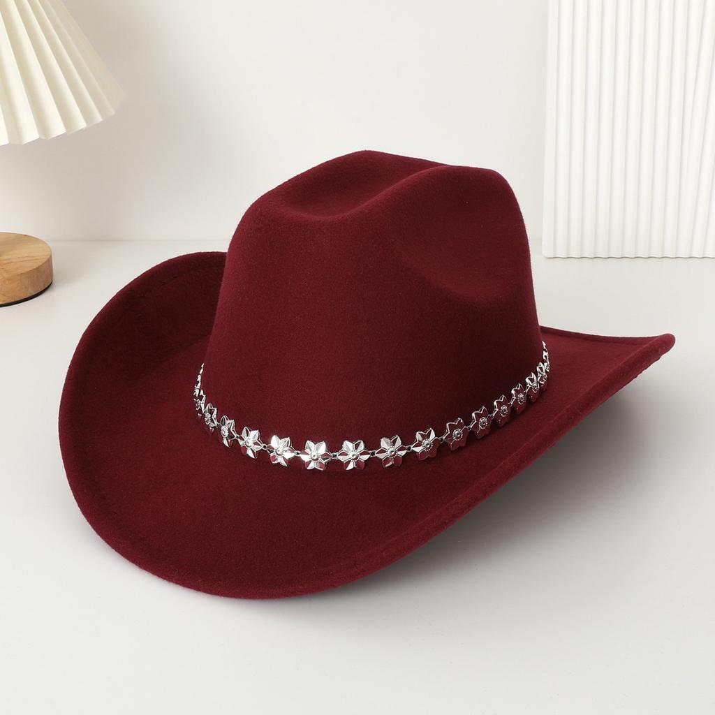 Western cowboy top hat felt hat Tibetan top hat three-dimensional pattern accessories jazz hat new woolen hat