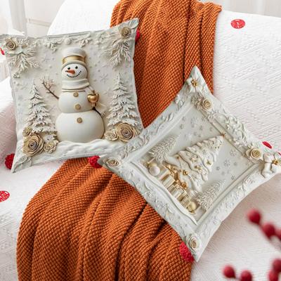 1/4 Stück 45x45CM Weihnachten Leinen Kissenbezug Weihnachtsmann Schneemann Rentier Weihnachtsbaum Kissen