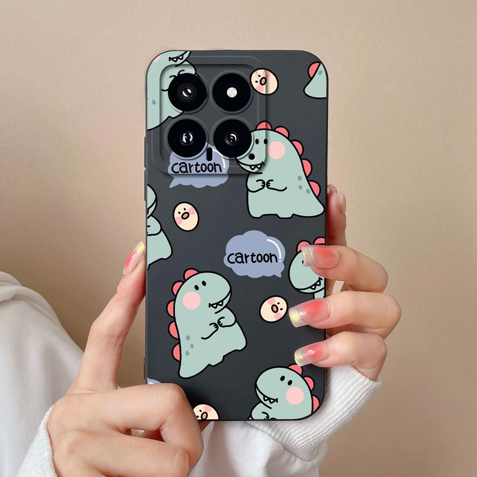 Case For Xiaomi 14 Pro Cartoon Soft Smooth Liquid Silicone Full Protection Shockproof Bumper For Xiaomi14 14Pro Back Cover Capa